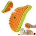 Steam grooming brush lifting loose fur from a pet